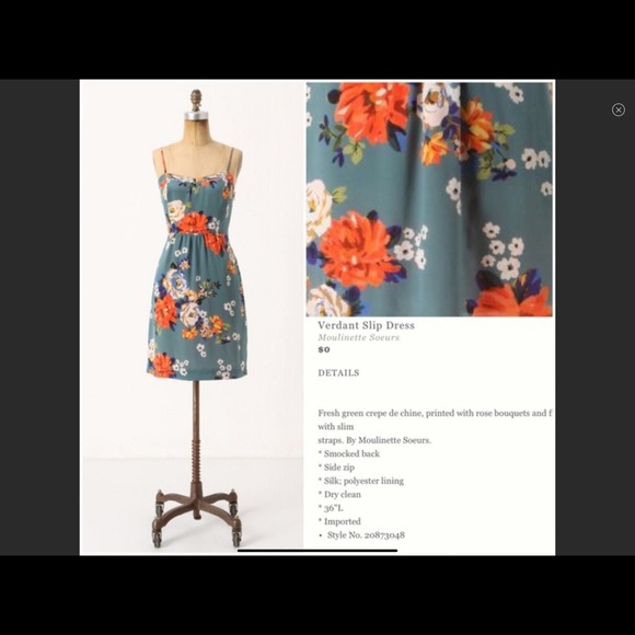 Anthropologie Moulinette Soeurs Verdant Floral 100% Silk Dress - Picture 2 of 16